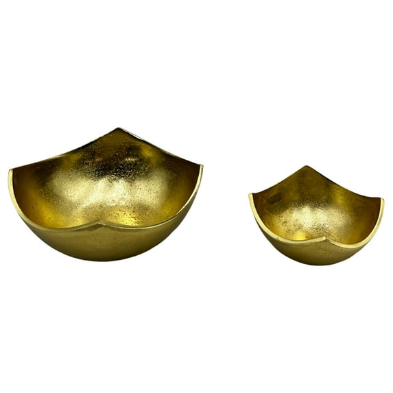 Bergamo Art Set of 2 Decorative Handmade Aluminum Modern Bowl in Gold