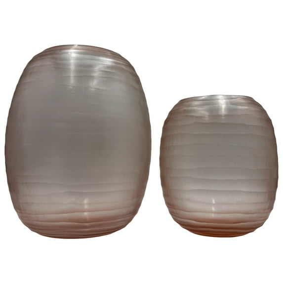 Bergamo Art Set of 2 Decorative Handmade Glass Driftwood Dreams Vase in Grey