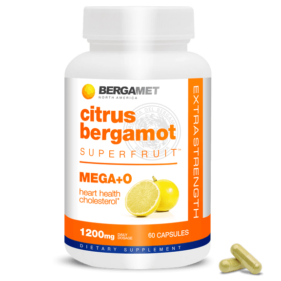 Bergamot Citrus Supplement with 1200mg per Serving and 80% Polyphenols - 60 Capsules -