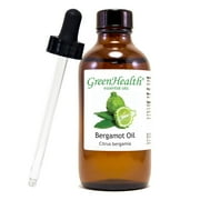 Bergamot Essential Oil - 4 fl oz 118 ml Glass Bottle w/ Cap & Additional Glass Dropper - 100% Pure Essential Oil by GreenHealth