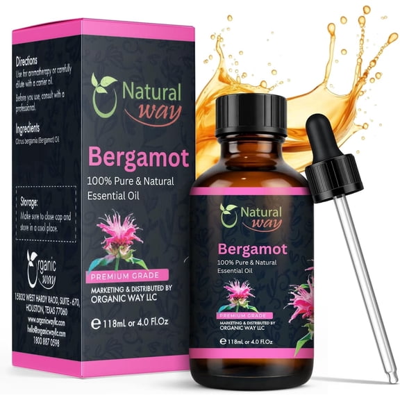 Bergamot Essential Oil for Diffuser, Humidifier & DIY Candles – Natural Long-Lasting Home & Office Fragrance, 4 Fl Oz