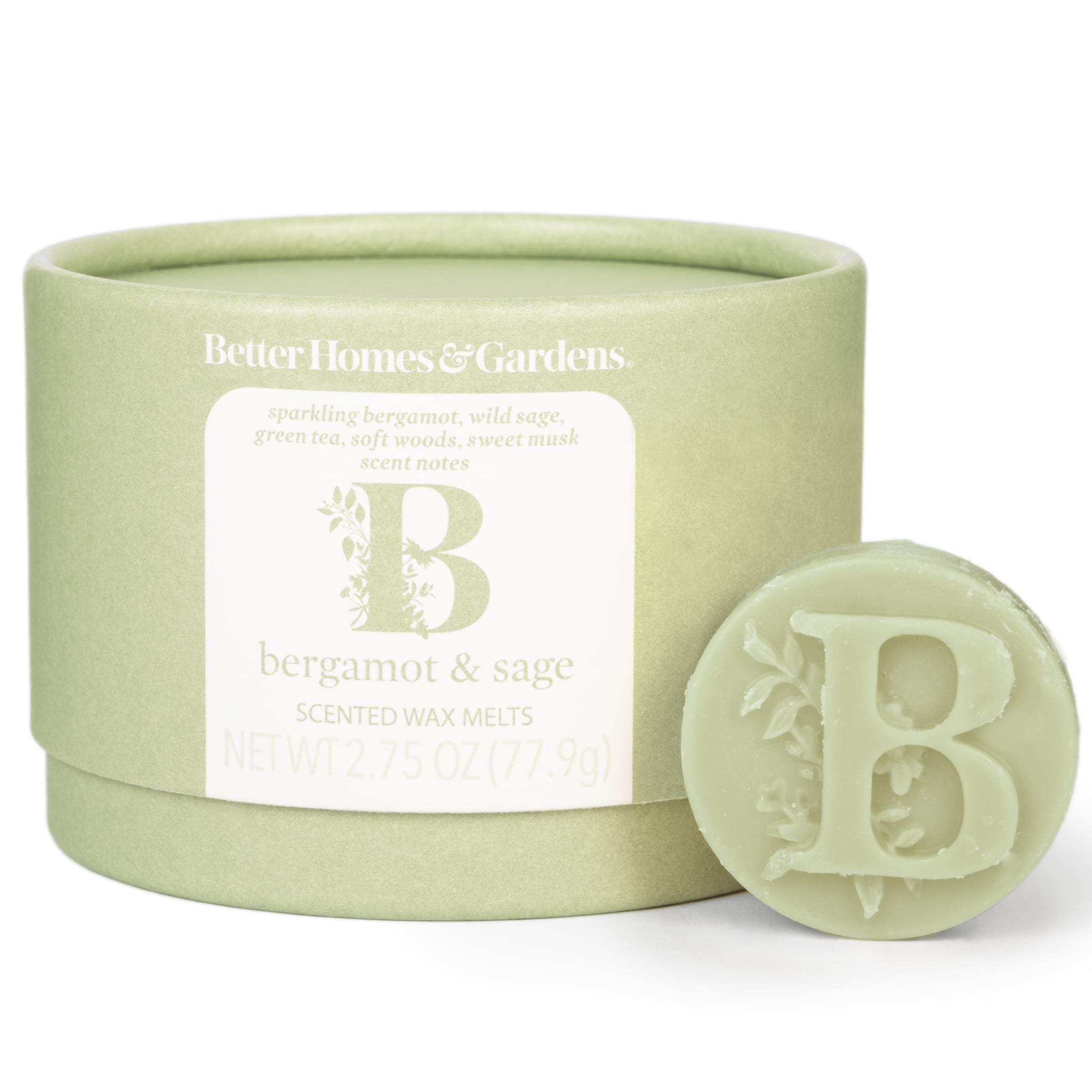 Bergamot & Sage Essential Oil Infused Wax Melts, Better Homes & Gardens, 2.75 oz (1-Pack)