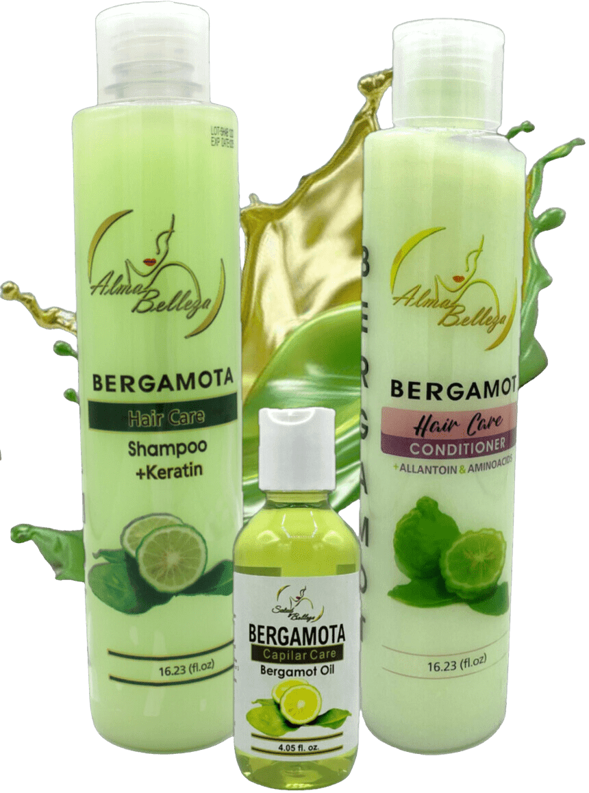 Bergamota Shampoo (16.23 fl. oz) + Conditioner (16.23) + Beauty oil  (4 fl. oz) ALMA BELLEZA's Bergamota hair care set