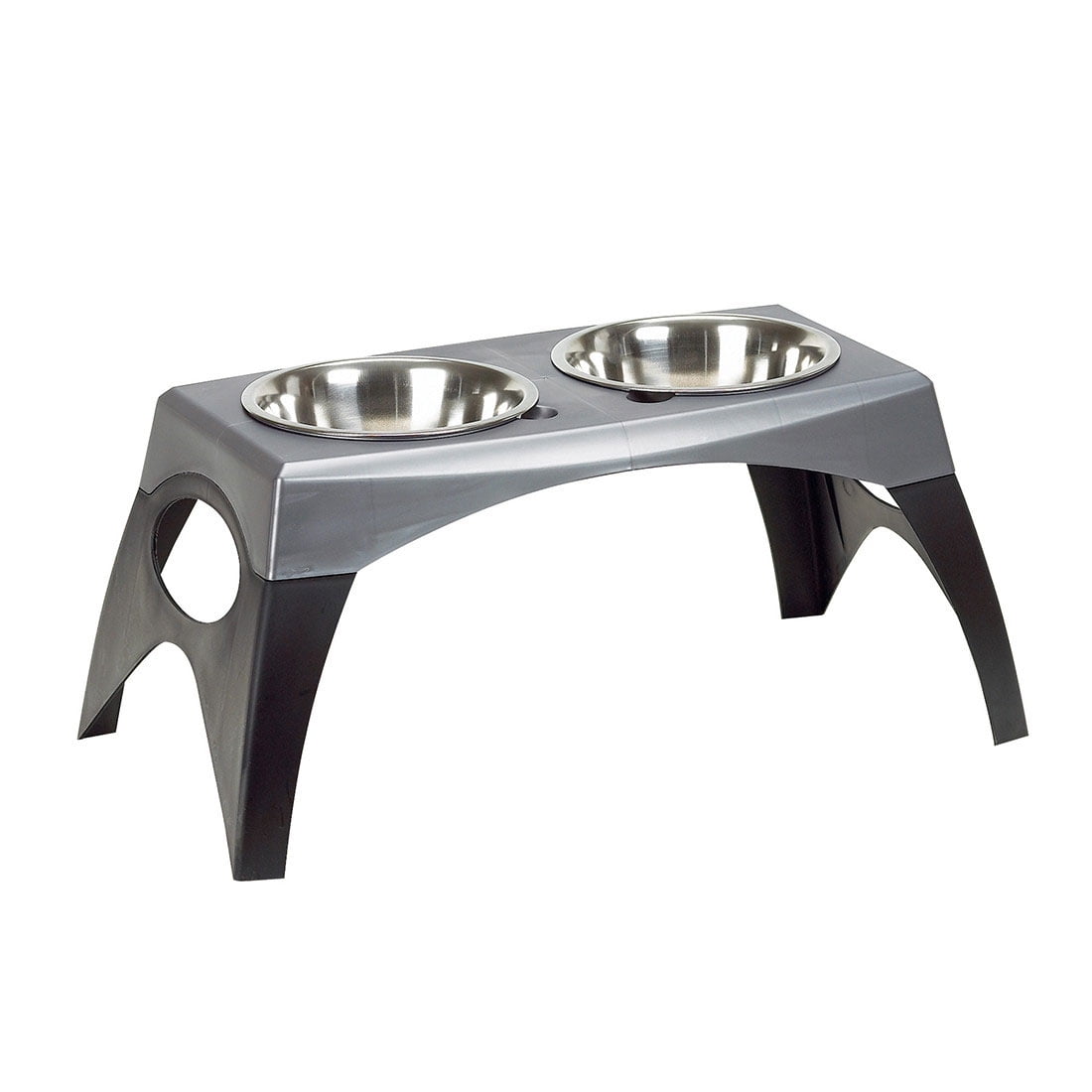 Coastal Pet Maslow Elevated Feeder - Raised Dog, Cat and Pet Food Bowls - Removable Stainless Steel Bowls - Grey/Black - X-Large (Single Pack)