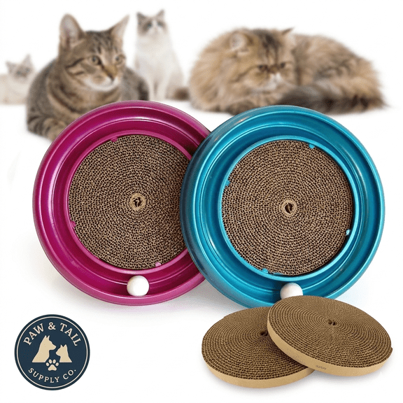 Bergan Turbo Scratcher Cat Toy Bundle  Interactive Track Toy with 2-Pack Replacement Scratch Pads