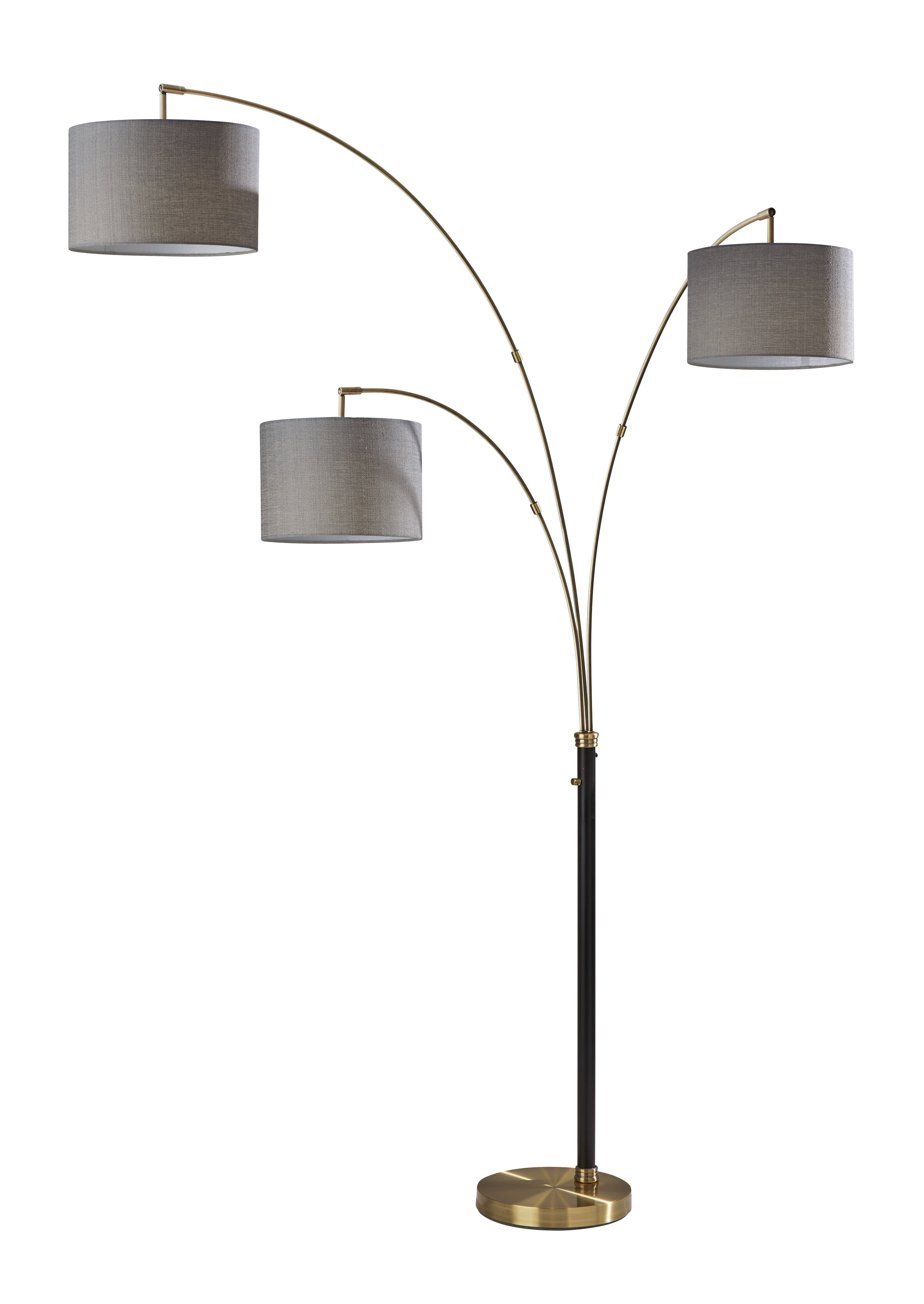 Mid-Century Modern 82" Black and Brass Arc Lamp with Multi-Head Design