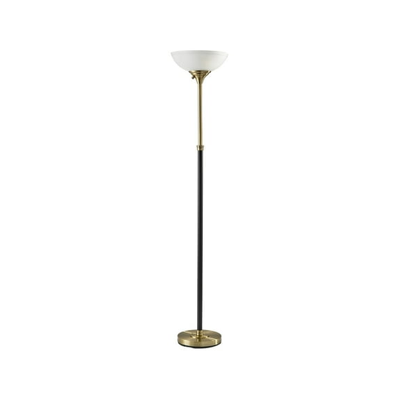 Bergen 300 Watt Torchiere with Black and Antique Brass Finish