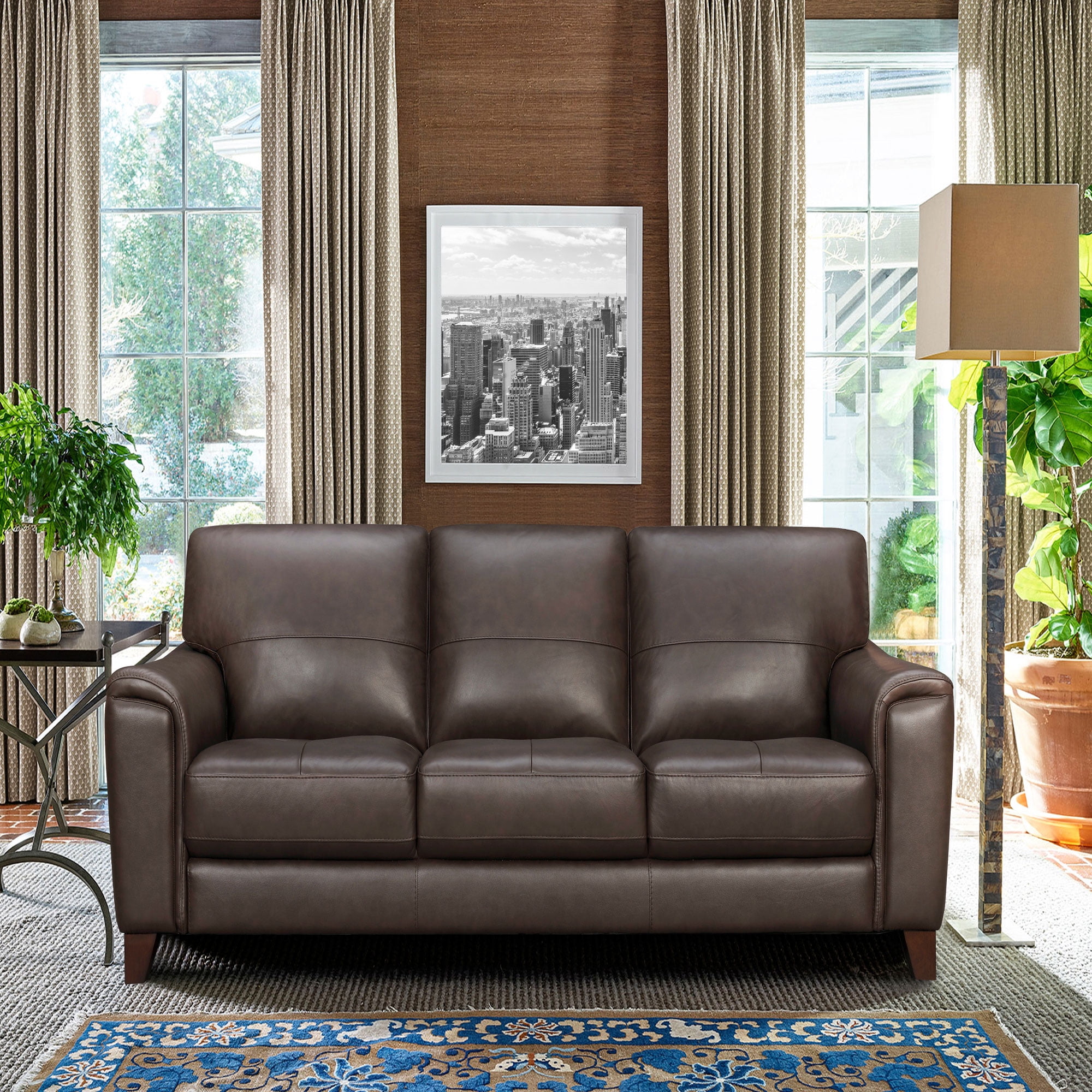 Square arm leather couch discount