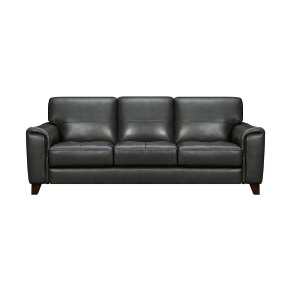 Bergen 87" Pewter Genuine Leather Square Arm Sofa Solid Wood Frame