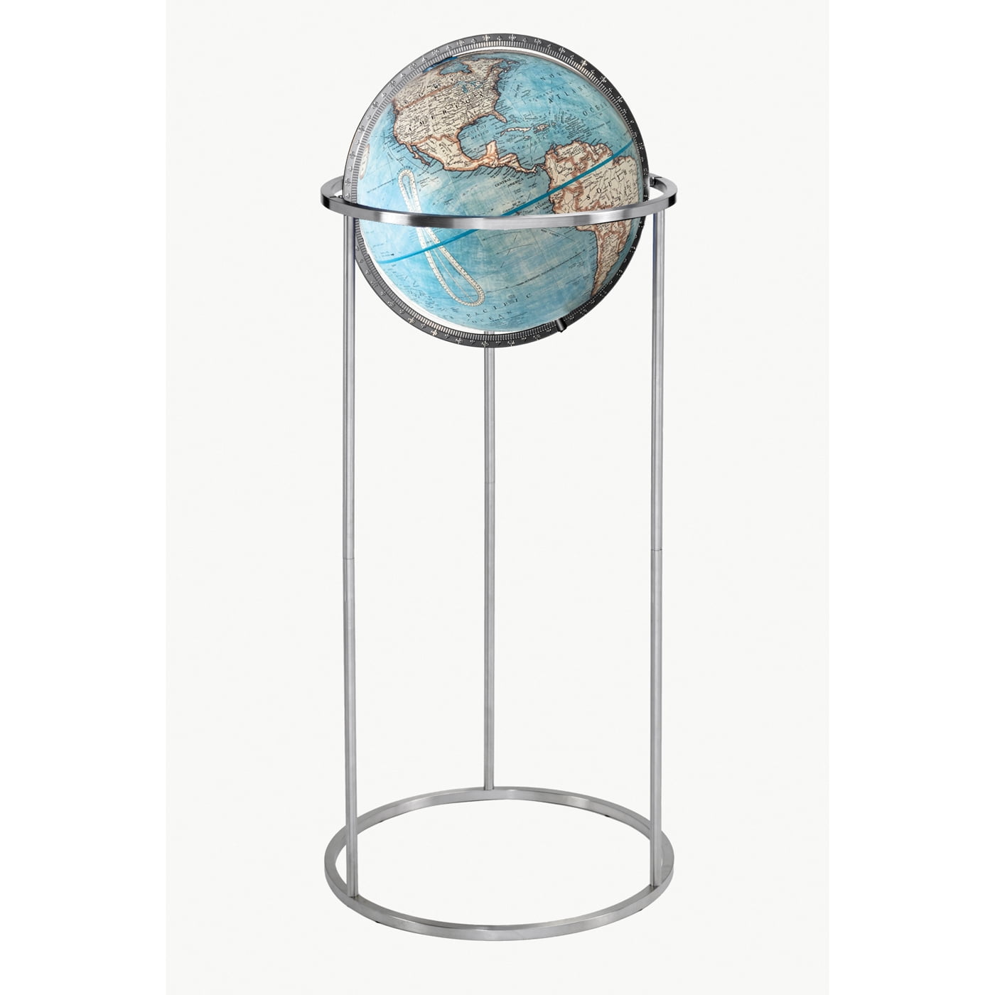 Bergen 36.5" Blue Ocean Globe with Silver Aluminum Stand
