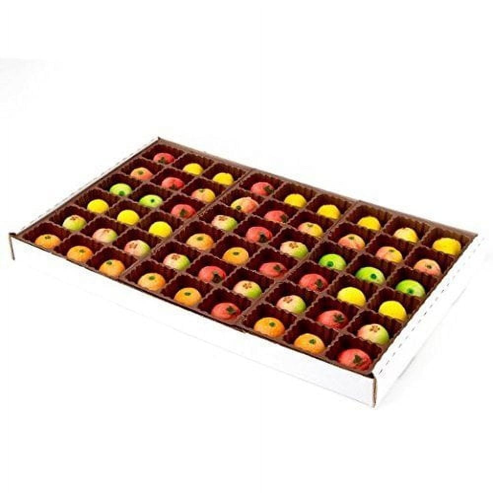 Bergen Marzipan Assorted Fruit Candy Tray, 54-Piece Box, 25 Oz ? Handcrafted Almond Marzipan Fruit Gift Set, Kosher Parve