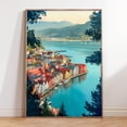 thumbnail image 1 of Bergen Norway Coastal Harbor Cityscape Travel Wall Art, Unframed Paper Print Size 24x36, 1 of 4