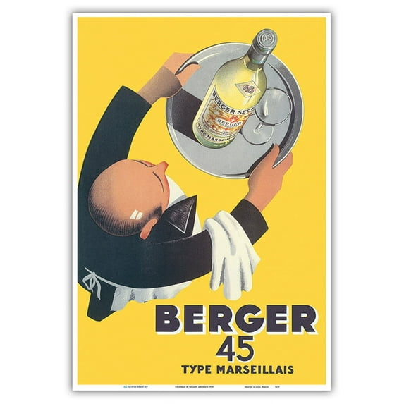 Berger 45 - Type Marseillais French Liquor - Vintage French Advertising Poster by Roland Ansieau c.1935 - Master Art Print (Unframed) 13in x 19in
