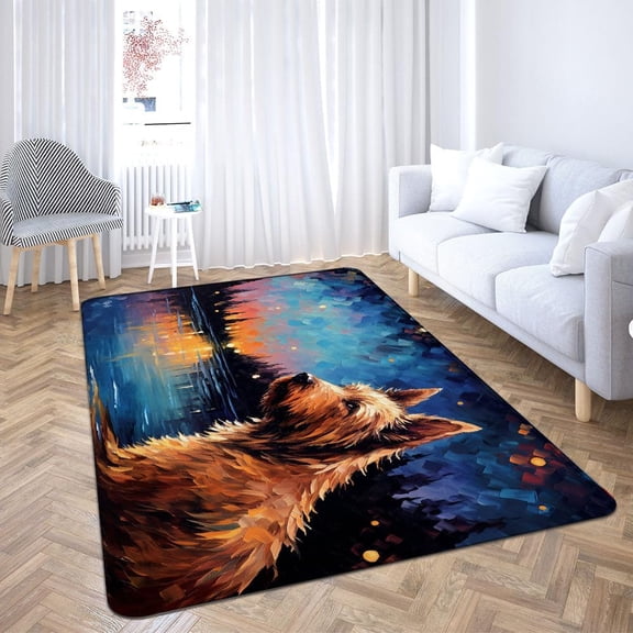Berger Picard Dog Rugs for Bedroom Rectangle Area Rug, Area Rug for Living Room & Bedroom, Low‑pile, Non‑slip Backing, Modern Minimalist Style, Noise‑reducing & Floor‑protecting