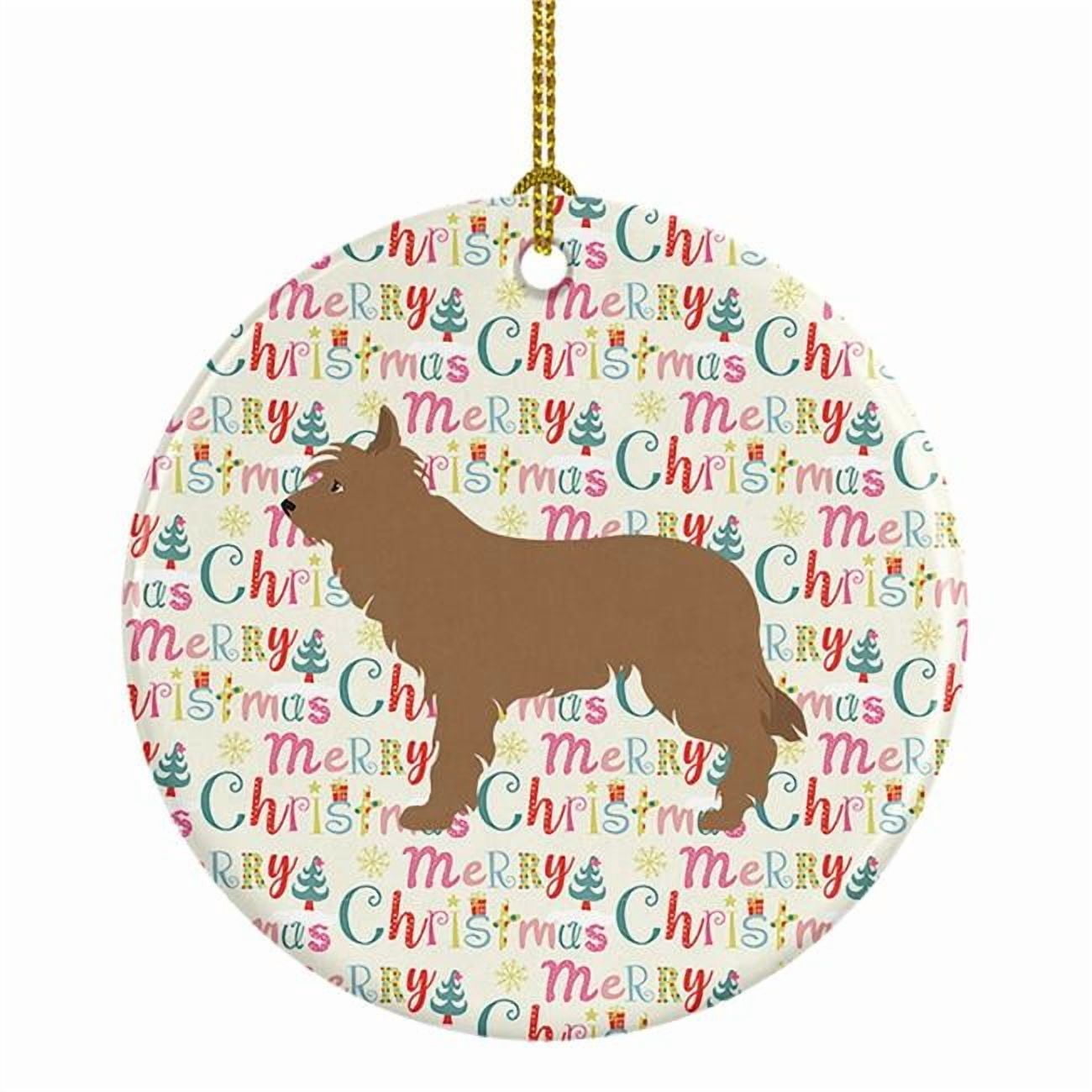 Berger Picard Merry Christmas Ceramic Ornament 2.8 in x 2.8 in