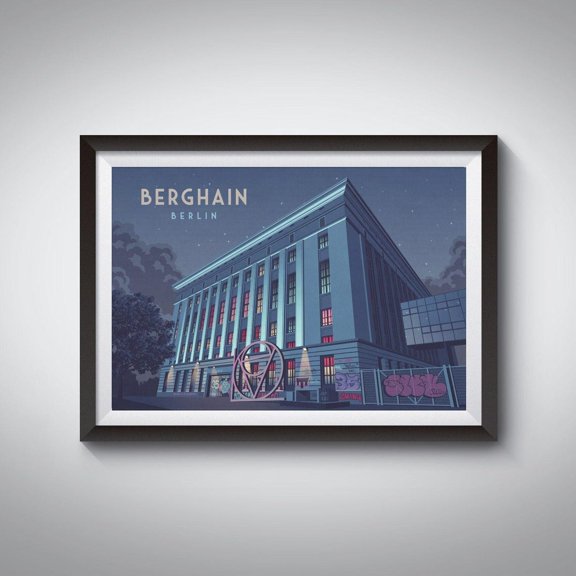 Berghain Nightclub Berlin Germany Panorama Bar Techno Music Art, Unframed Paper Poster 8x10in