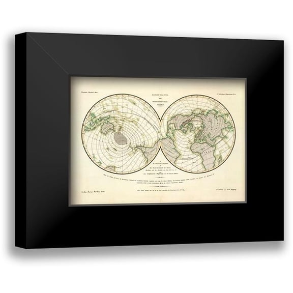 Berghaus, Heinrich 14x11 Black Modern Framed Museum Art Print Titled - Darstellung Der Isodynamischen Linien, 1839