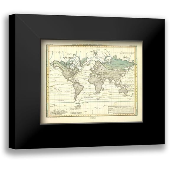 Berghaus, Heinrich 14x12 Black Modern Framed Museum Art Print Titled - Alexander von Humboldts System Der Isotherm-Kurven, 1849