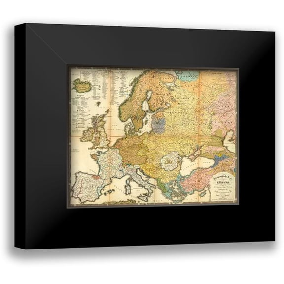 Berghaus, Heinrich 14x12 Black Modern Framed Museum Art Print Titled - Ethnographische Karte von Europa, 1847