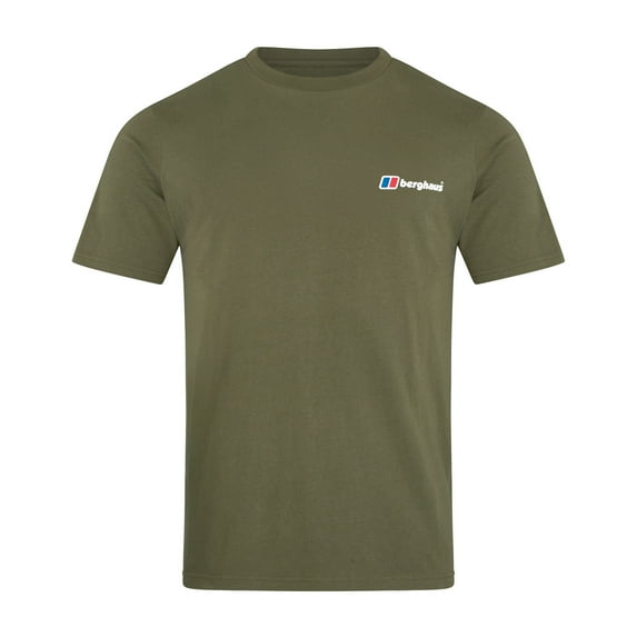 Berghaus Organic Front & Back Logo Mens Short Sleeve T-Shirt Khaki Green - M