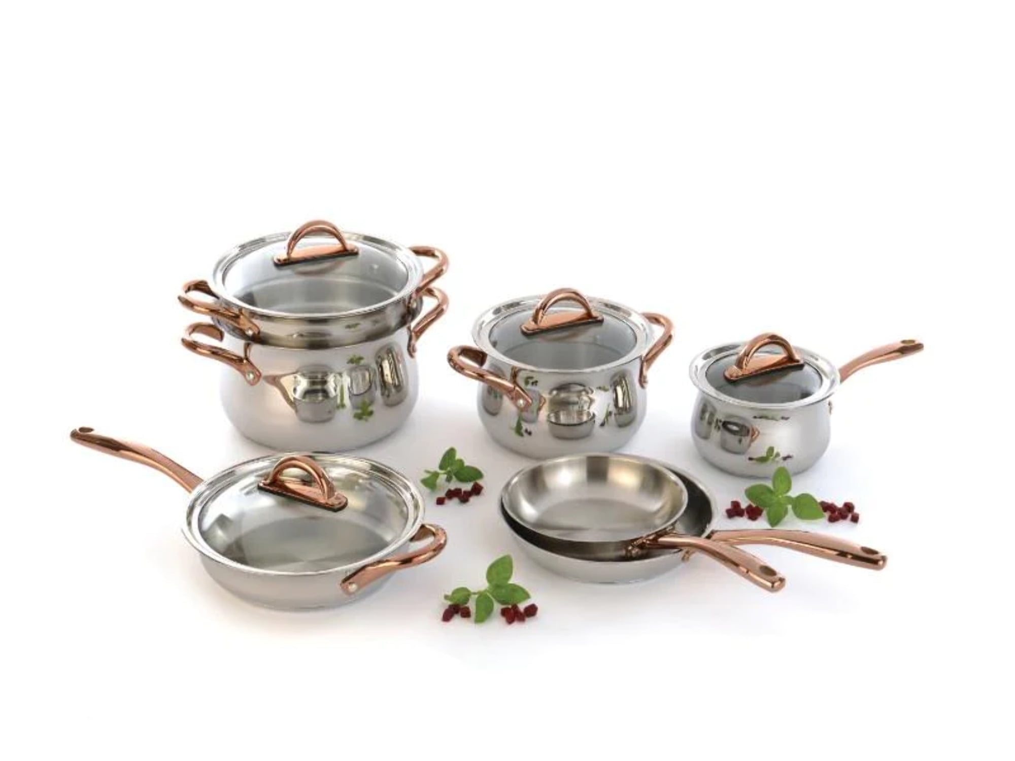 Berghoff Graphite 4pc Cookware Set With Glass Lids, Recycled 18/10