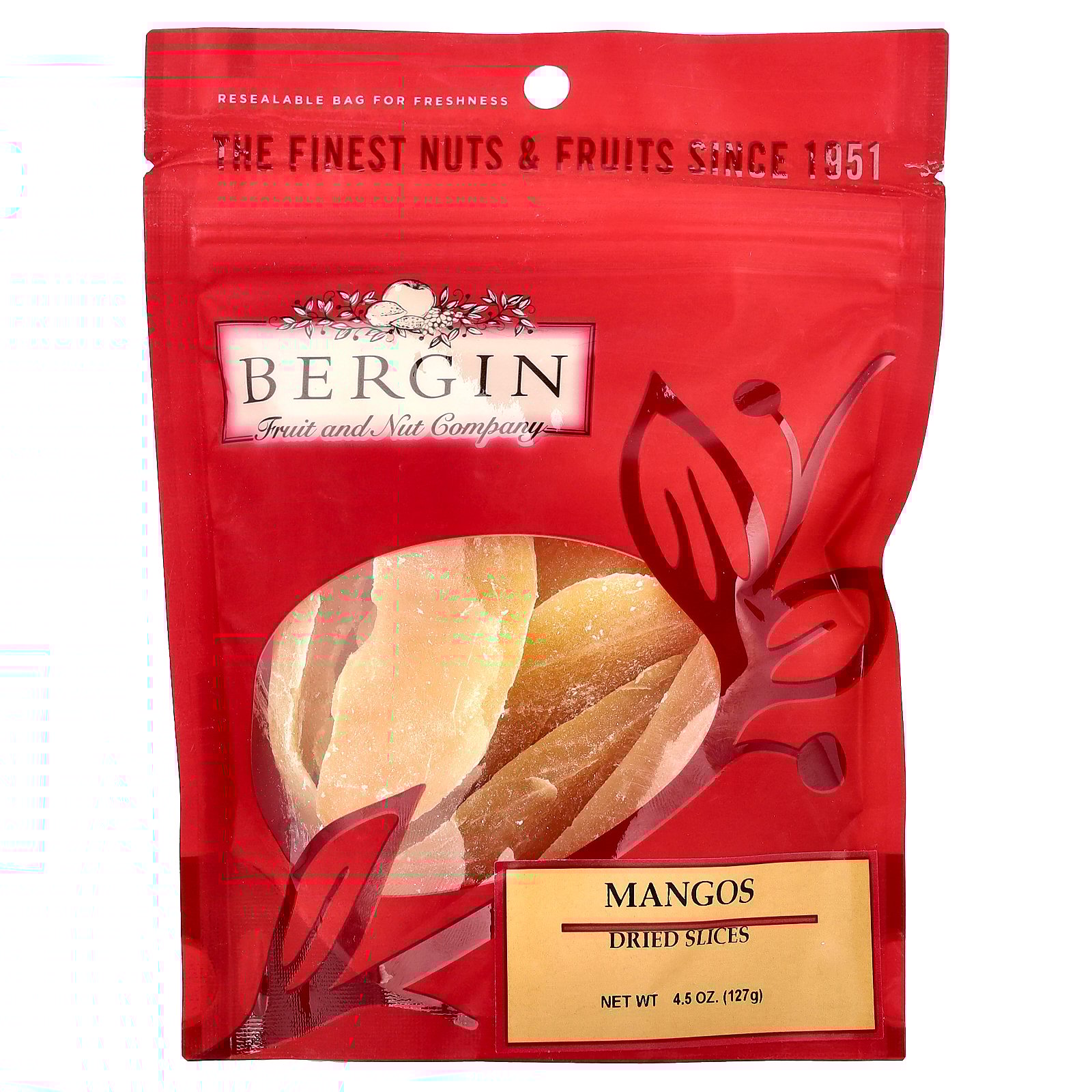 Bergin Fruit and Nut Company Mangos, Dried Slices, Unsulfured, 4.5 oz (127 g)