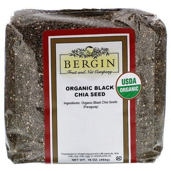 Bergin Fruit and Nut Company, Organic Black Chia Seed, 16 oz Pack of 2