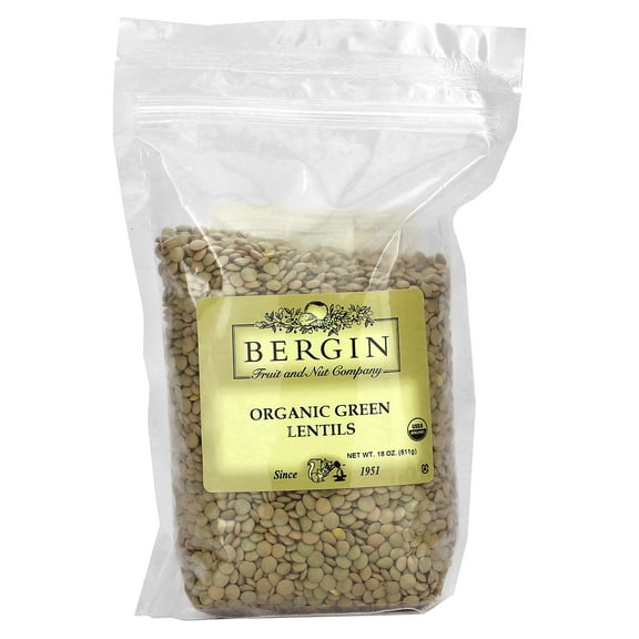 Bergin Fruit and Nut Company Organic Green Lentils, 18 oz (511 g)