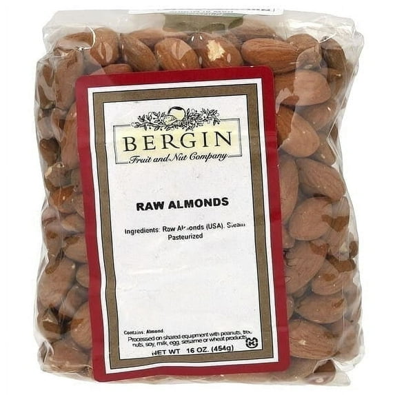 Bergin Fruit and Nut Company, Raw Almonds, 16 oz Pack of 4