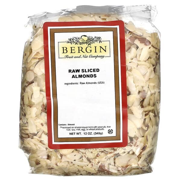 Bergin Fruit and Nut Company, Raw Sliced Almonds, 12 oz Pack of 4
