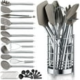 thumbnail image 1 of 38-piece non-stick silicone cooking utensil set, kitchen utensil set, stainless steel tool rack, dishwasher safe, 1 of 4