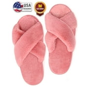 Bergman Kelly Fuzzy House Slippers for Women, Anti-Slip & Open Toe Scuff Style Home Shoes, Clouds Collection
