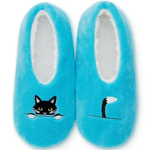 Bergman Kelly Fuzzy Soft Sole Non-Slip Indoor House Slippers for Women, Lightweight Slipper Socks W/ Grippers (Animal Collection)