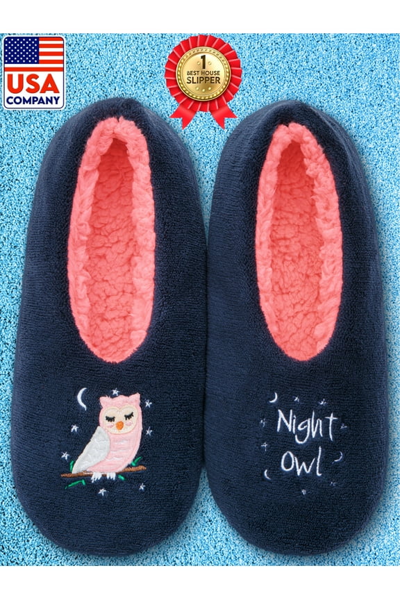 Fuzzy Soft Sole Non-Slip Indoor House Slippers for Women (Animal Collection)