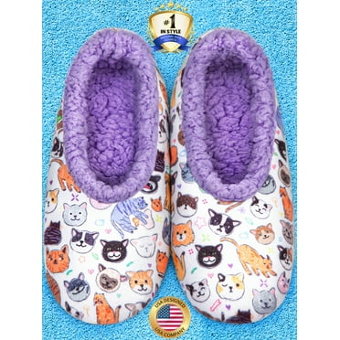 Bergman Kelly Fuzzy Soft Sole Non-Slip Indoor House Slippers for Women (Animal Collection)