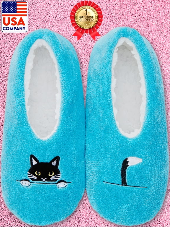 Fuzzy Soft Sole Non-Slip Indoor House Slippers for Women (Animal Collection)
