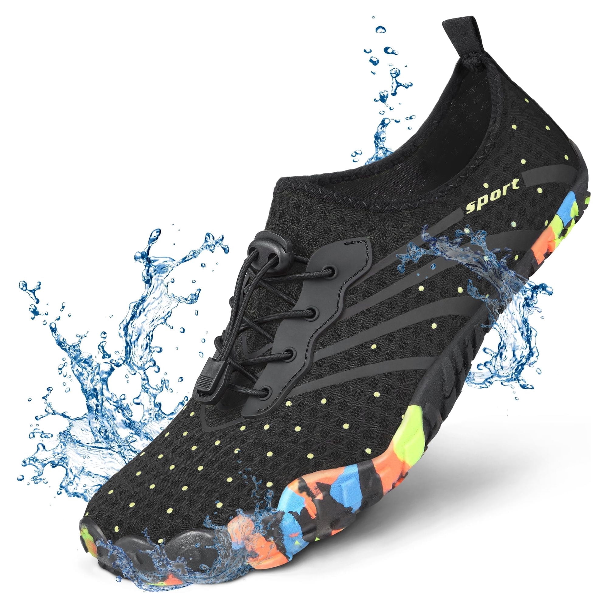 Mens and Womens Durable Water Shoes (M 7.5-12; W 8.5-13), Aqua Socks, Barefoot Skin Shoes for Water Sports Mud Racing Beach Surf Pool US Casual Shoes
