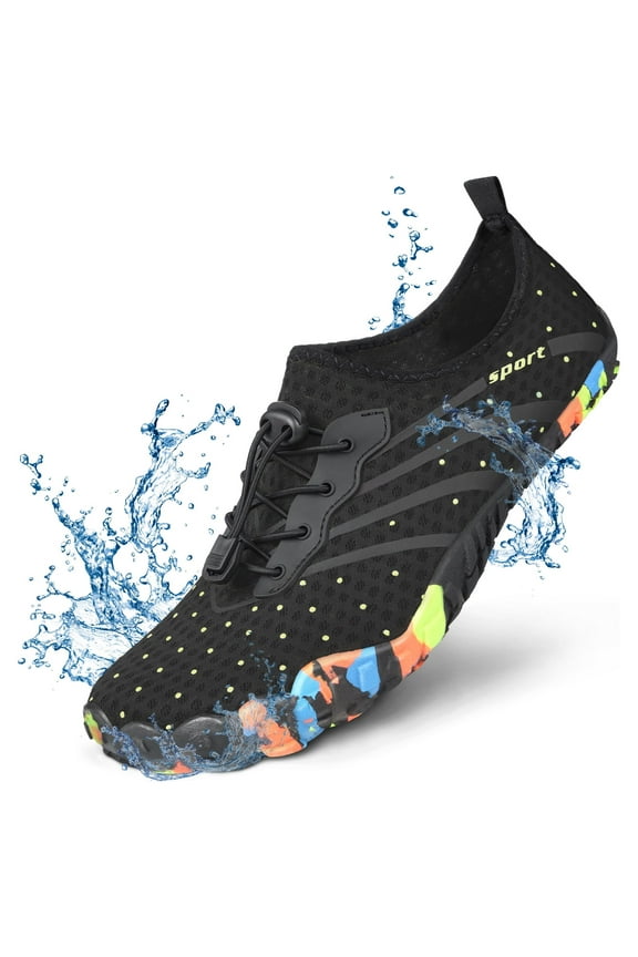 Mens and Womens Durable Water Shoes (M 7.5-12; W 8.5-13), Aqua Socks, Barefoot Skin Shoes for Water Sports Mud Racing Beach Surf Pool US Casual Shoes