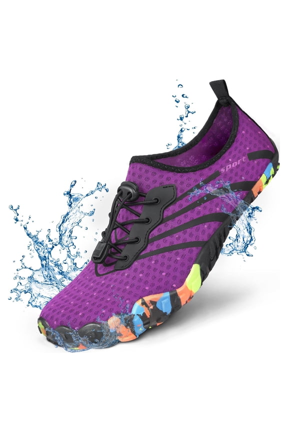 Mens and Womens Durable Water Shoes (M 7.5-12; W 8.5-13), Aqua Socks, Barefoot Skin Shoes for Water Sports Mud Racing Beach Surf Pool US Casual Shoes