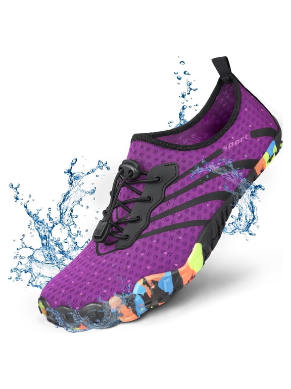 Mens and Womens Durable Water Shoes (M 7.5-12; W 8.5-13), Aqua Socks, Barefoot Skin Shoes for Water Sports Mud Racing Beach Surf Pool US Casual Shoes