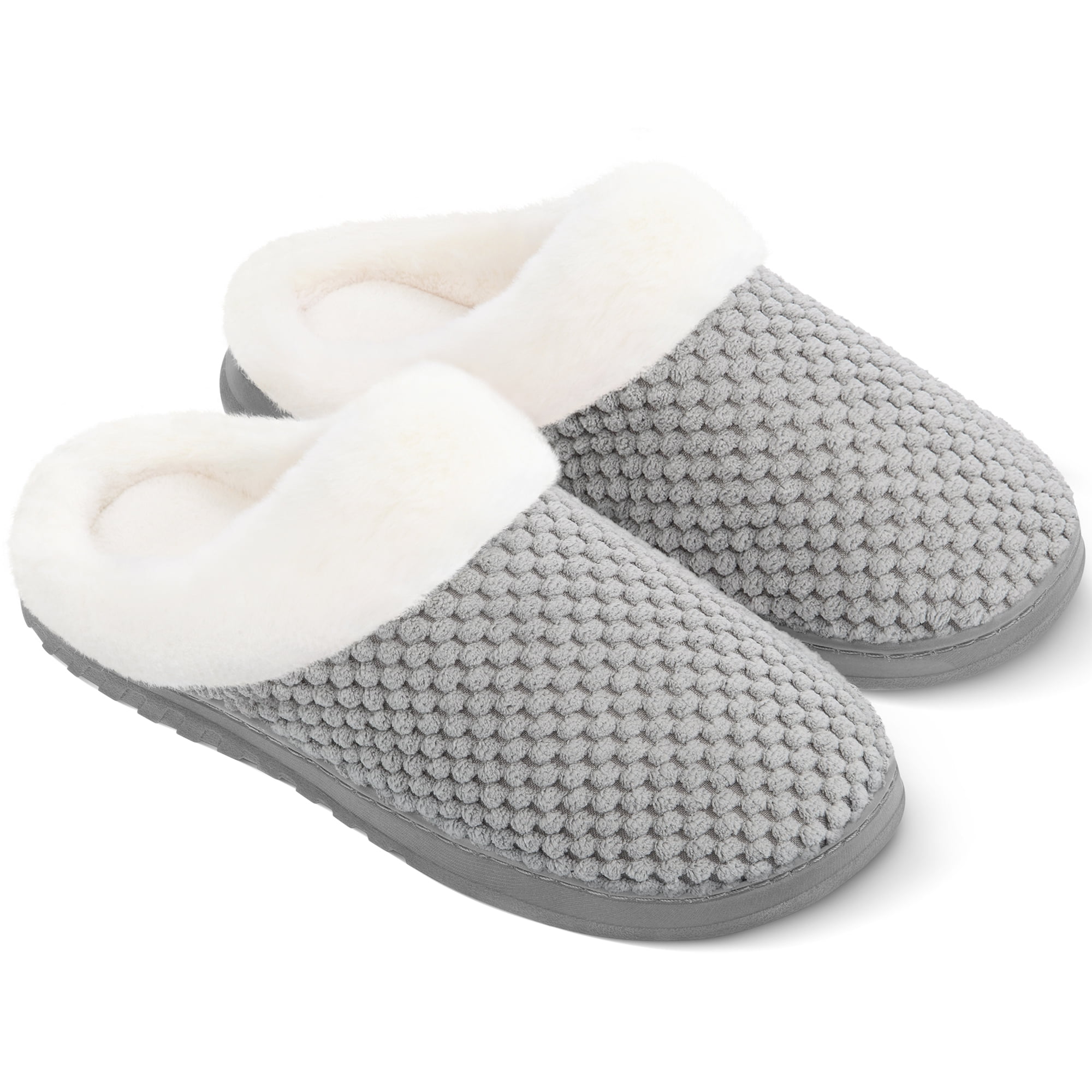 Bergman Kelly USA Women's Scuff Clog Coral Fleece Memory Foam Slippers ...