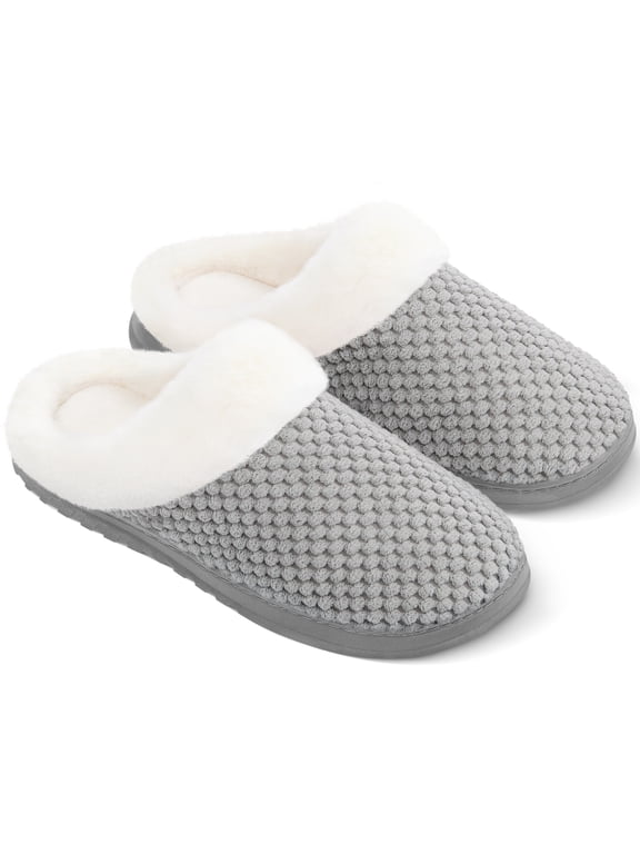USA Women's Scuff Clog Coral Fleece Memory Foam Slippers Indoor / Outdoor House Shoes (Bubbles Collection)