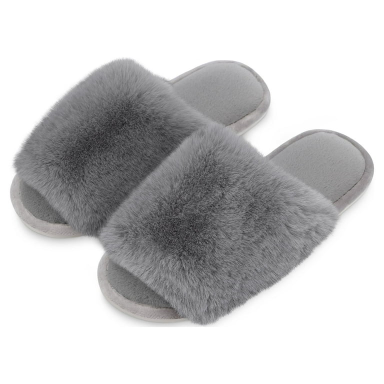 Bergman Kelly Women's Fuzzy Faux Fur Slide Slippers, Starlet Collection -  Scuff Style (US Company)