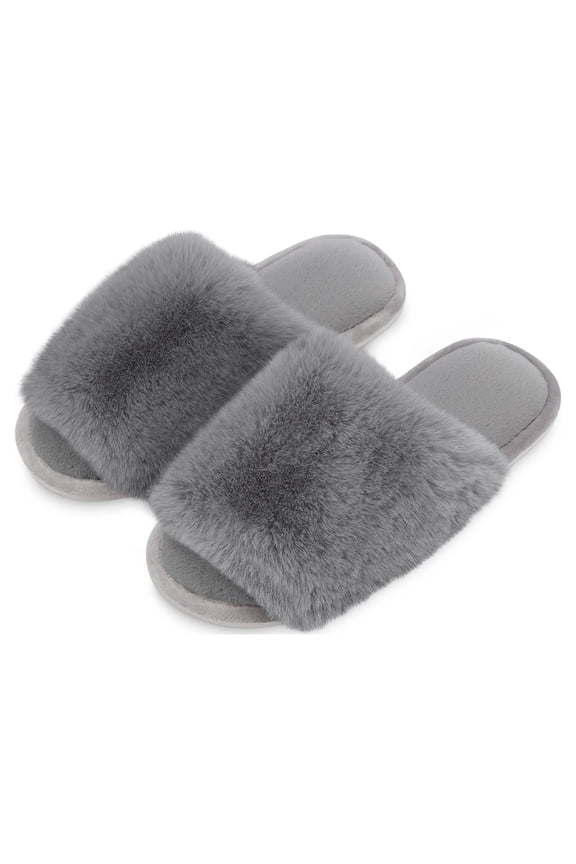 Women's Fuzzy Faux Fur Slide Slippers, Starlet Collection - Scuff Style (US Company)