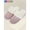 thumbnail image 1 of Bergman Kelly Womens Memory Foam Scuff Slippers, Fuzzy Indoor House Shoes W/ Faux Fur Collar & Plush Fleece Lining, 1 of 9