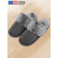 thumbnail image 1 of Bergman Kelly Womens Memory Foam Scuff Slippers, Fuzzy Indoor House Shoes W/ Faux Fur Collar & Plush Fleece Lining, 1 of 9