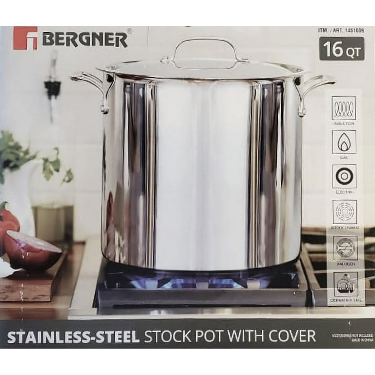Bergner 16Qt Stainless Steel Stock Pot with Cover 