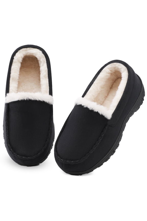 Boys & Girls Moccasin Memory Foam Kids House Slippers - Nonslip Indoor & Outdoor