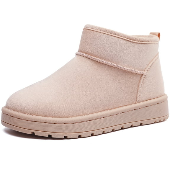 Berhood Girls Boots Cozy Faux Fur Ankle Boots for Girls Low Heel Outdoor Warm Winter Boots Pink 12 Little Kid