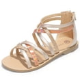 thumbnail image 1 of Berhood Girls Gladiator Sandals Open Toe Strappy Dress Summer Flat Sandals with Back Zipper Gold 13 Little Kid, 1 of 6
